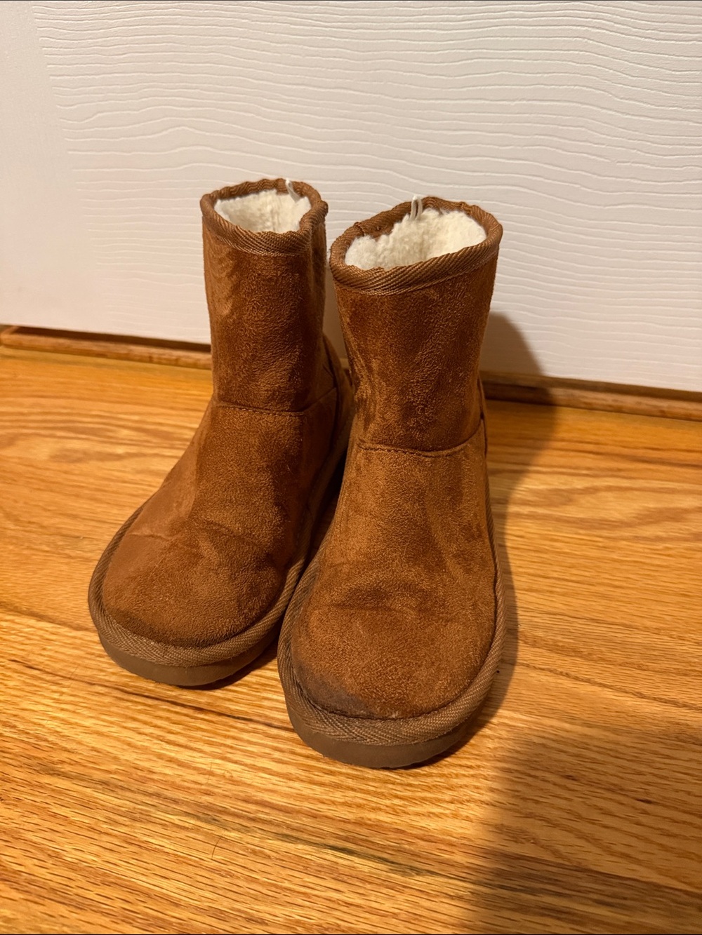 Kids Plush-Lined Suede-Look Winter Boots - Tan